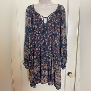 Free People Blue Floral Tunic Dress